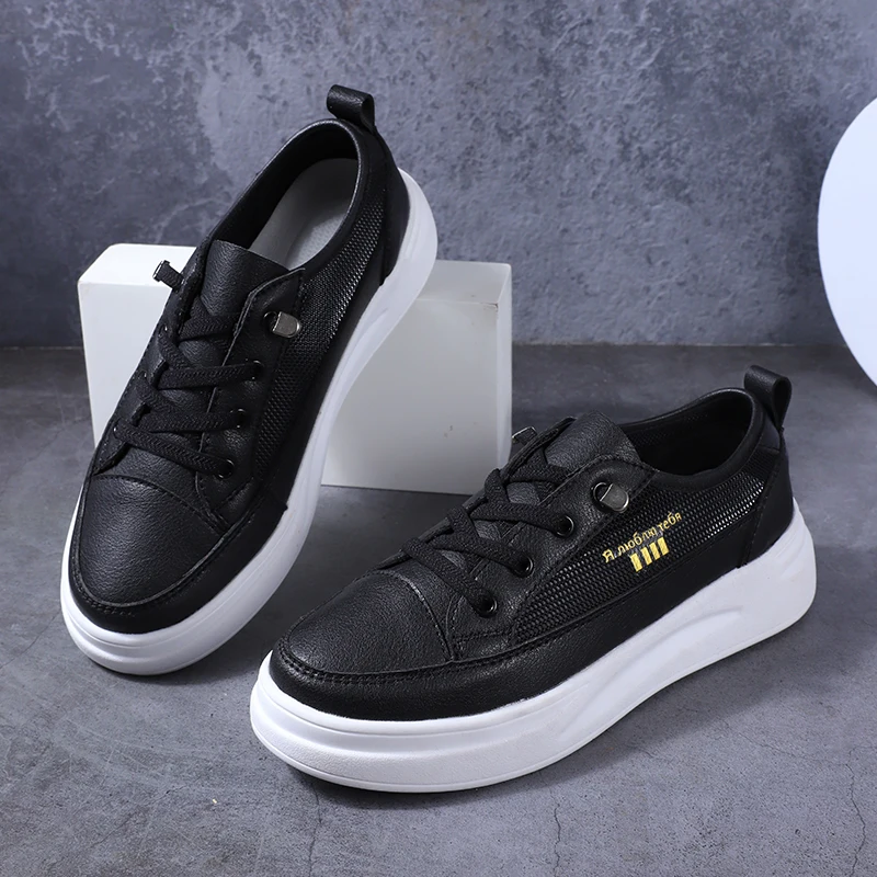 

Different Colors Womens Thick Sole Shoes Non-Slip Female Lace-Up Casual Shoes Fretwork Ladies Fashion Sneakers Size 35-40