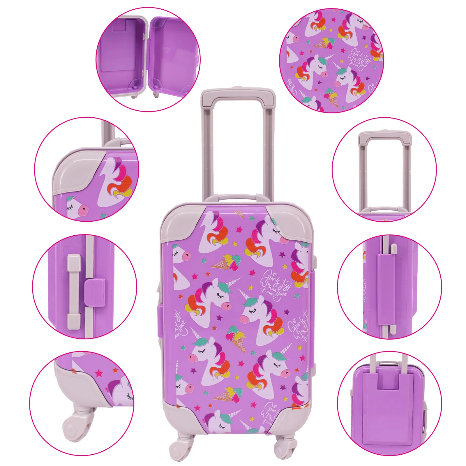 Кукла Фиолетовый единорог одежда обувь набор чемоданов для 18-дюймовых