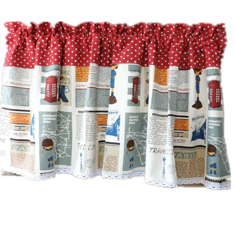 

American Retro Half Tulle Fashion Short Curtain For Living Room Balcony Bay Window Kitchen Cabinet Partition Decoration Cortinas