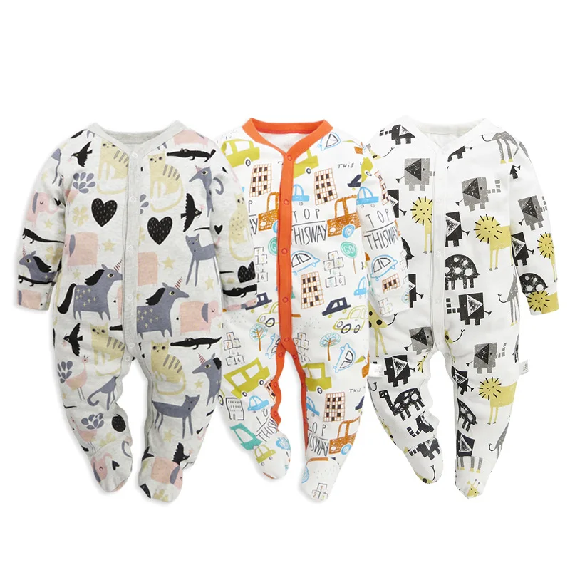 

Baby Long-Sleeved Jumpsuit 2021 Spring and Autumn Cotton Soft Newborn Romper Infant Climbing Clothes Unisex Toddler Pajamas