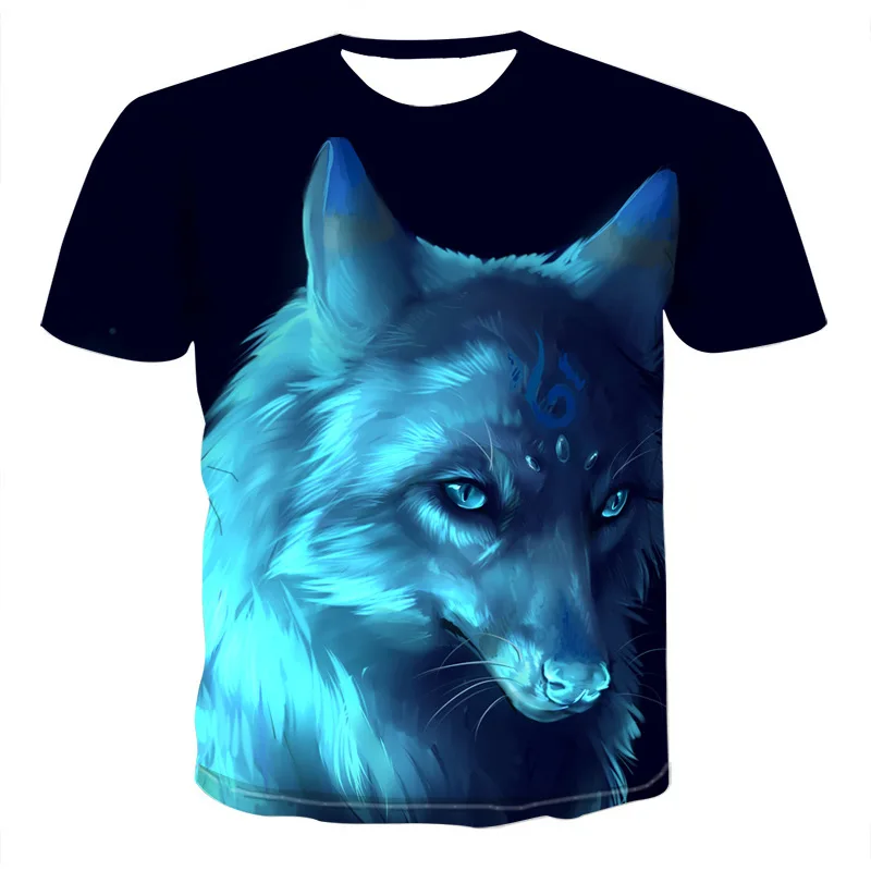 

2020 New Summer Brand 3D Wolf head T-shirt man round collar short sleeve black T shirt men fashion t shirt short sleeves