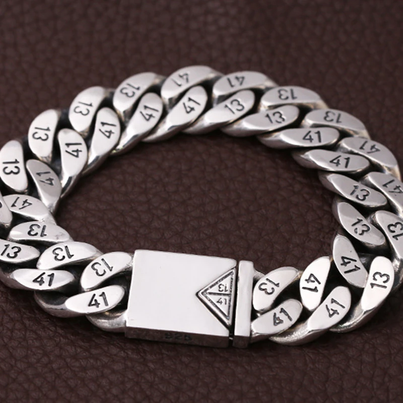 Браслет мужской из серебра 1314 пробы шириной 16 мм|Цепочки и браслеты| |