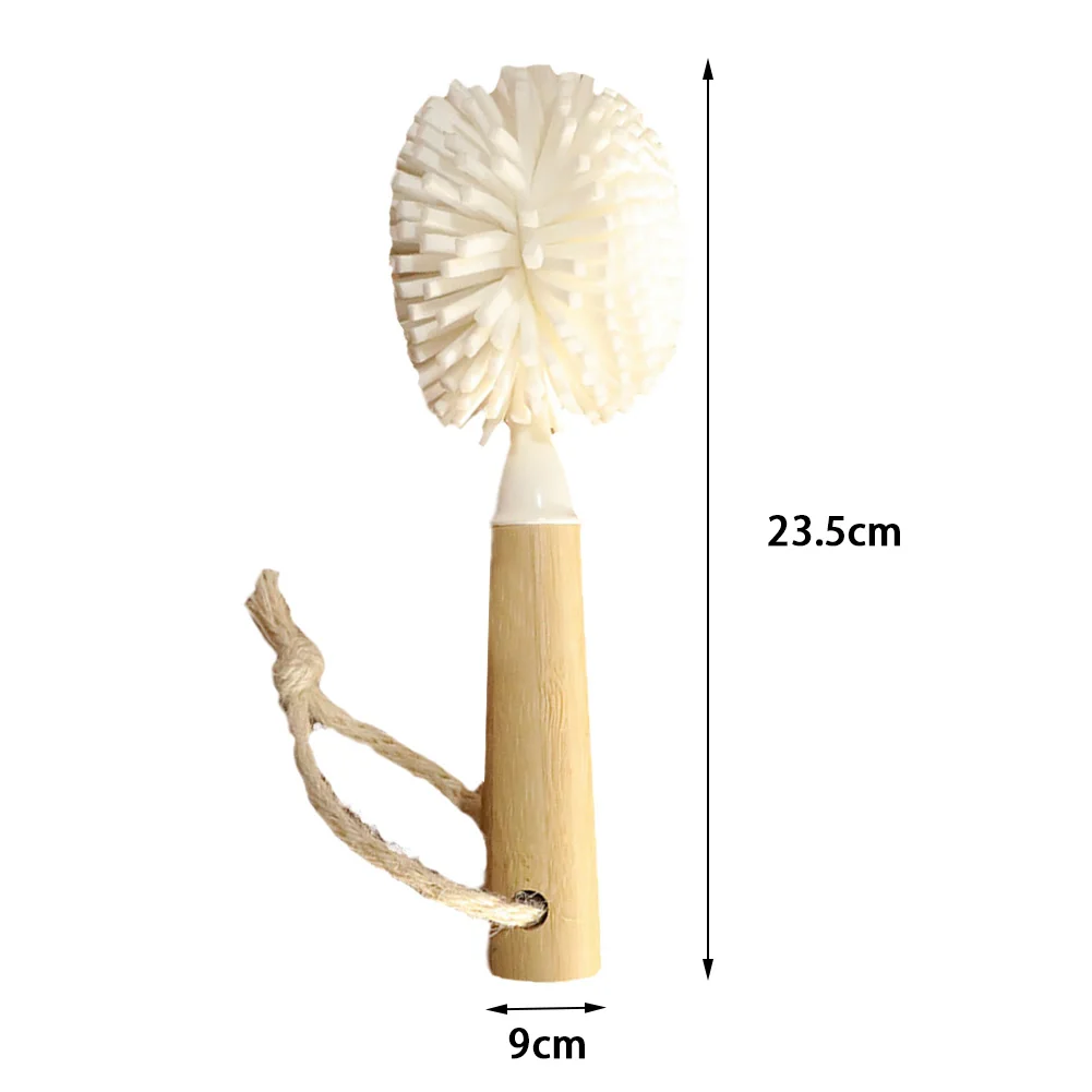 

Bamboo Handle Wide Mouth Cup Brush EVA Foam Cleaning Brush Household Wine Glass Cup Brush Kitchen Cleaning Tool