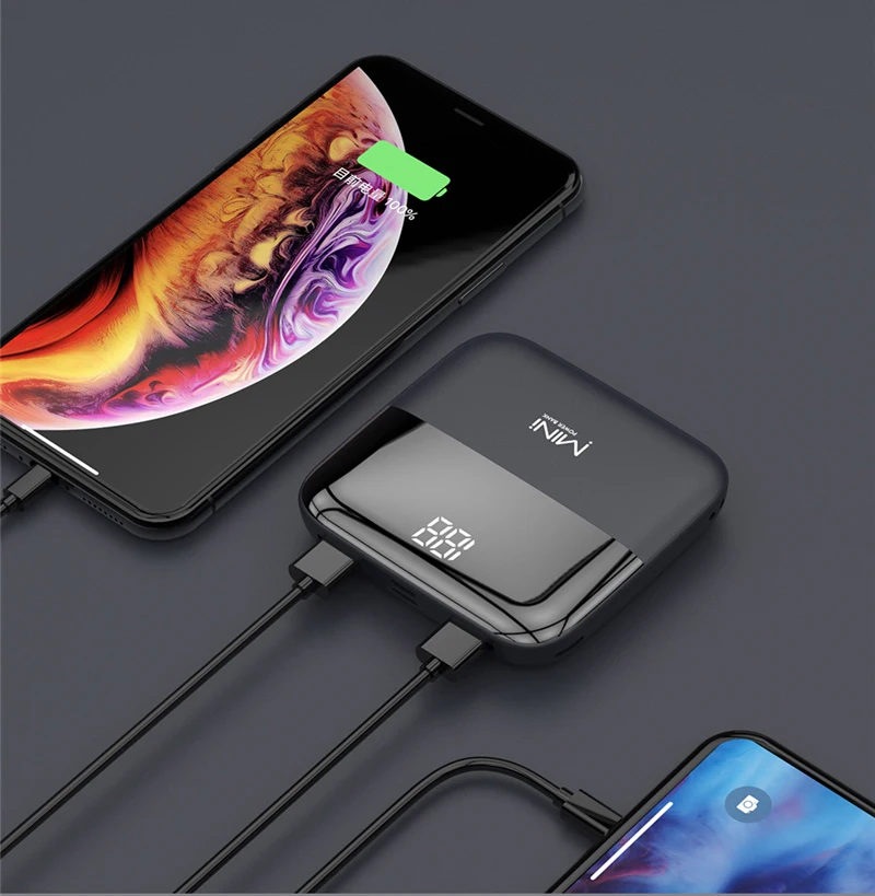 Внешний аккумулятор 20000 мАч 2 USB Type C портативное зарядное устройство внешний для