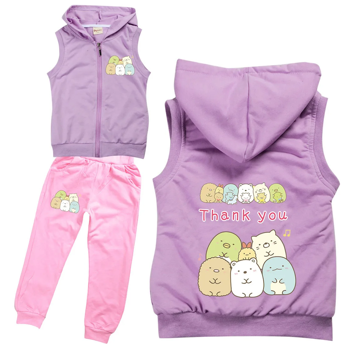 

Kids Sumikkogurashi Costume for Girls Sleeveless Vest Jacket + Pants 2pcs Set Baby Boys Short Sleeve Clothing Children Tracksuit