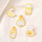 Брошь из эмалированного сплава в форме бутылки, в японском и южнокорейском стиле, милый кролик котенок, маленькая мультяшная брошь значки с животными