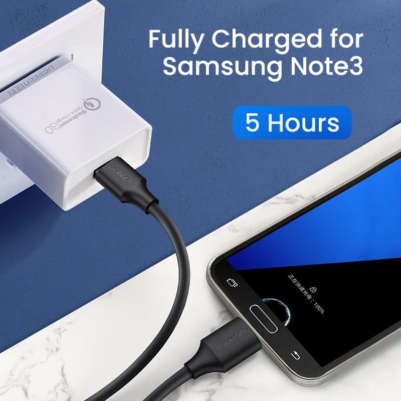 Ugreen Micro USB 3,0 кабель 2.1A 1 м кабель передачи данных для быстрой зарядки USB шнур Кабели для мобильных телефонов для samsung Note 3 S5 Toshiba жесткий диск