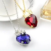 move descendants red blue crystal metal crown necklaces fashion elegant necklaces jewelry for lover girls women gift