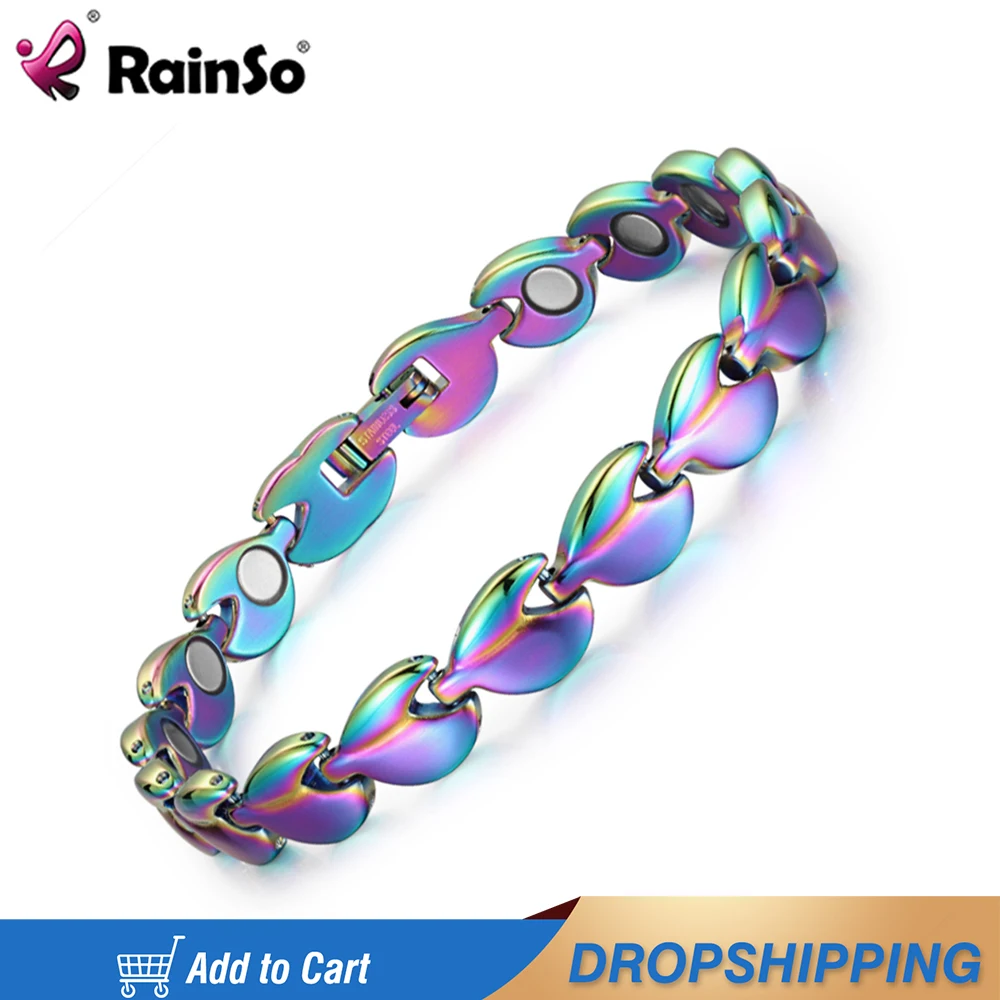 

RainSo Fashion Magnetic Bracelets For Women Stainless Steel Bio Energy 4in1 Healthy Bracelet Femme Charm Jewelry Bracelet Viking