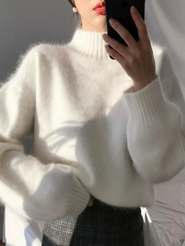 

Свитер женский осенний трикотажный, теплый, однотонный