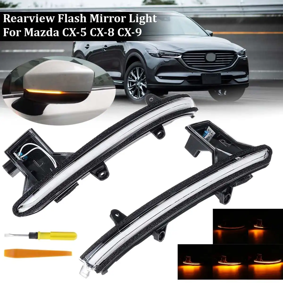 Flow clear lens Автомобильная зеркальная сигнальная лампа для Mazda CX-5 Cx5 CX-8 Cx8 CX-9 зеркало заднего вида свет боковое крыло индикатор для зеркала поворотное мигание - Испускаемый цвет: Flow clear lens