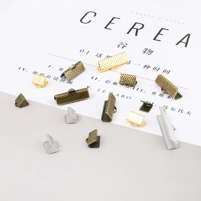 50 шт. обжимные концевые бусины для шнура наконечники пряжки плоский крепеж