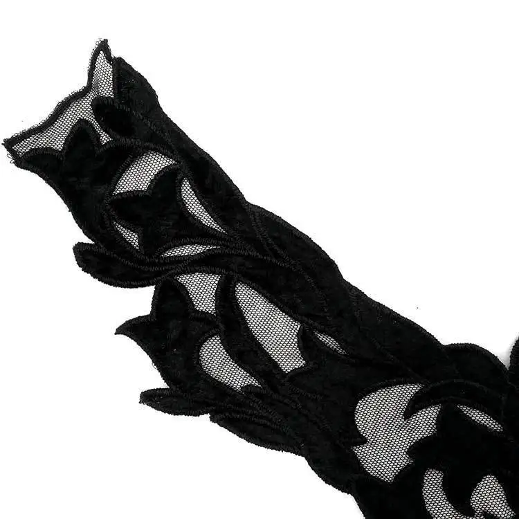 Модный черный фланелевый кружевной воротник тканевый мотив вышивка корсаж