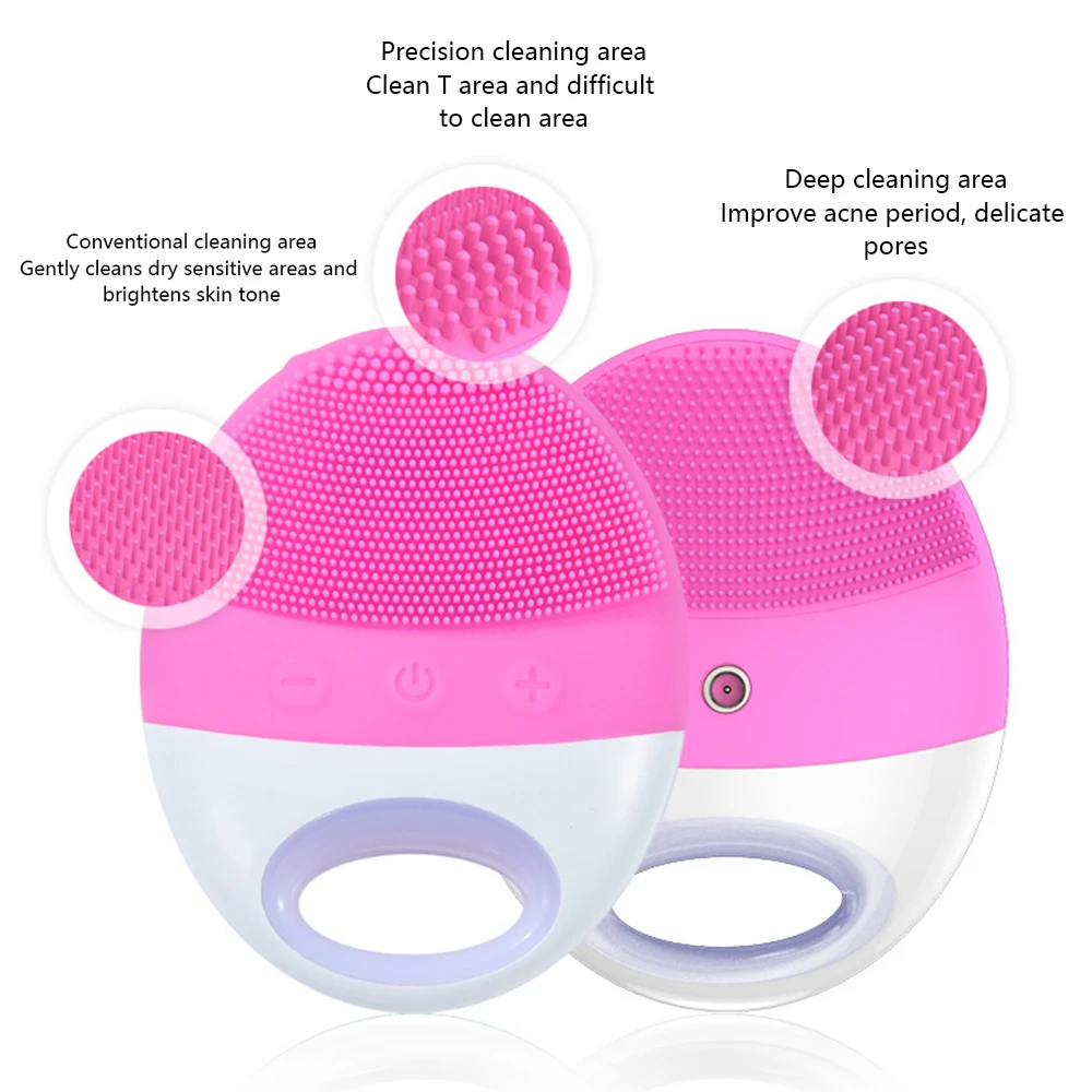 Top Quality USB Facial Cleansing Brush Sonic Vibration Mini Face Cleaner Silicone Deep Pore Cleaning Electric Waterproof Massage |
