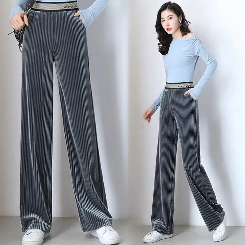 

Loose High Waist Wide Leg Pants Women's Autumn and Winter New Velvet Straight Pants Thickened Vertical Casual Pants