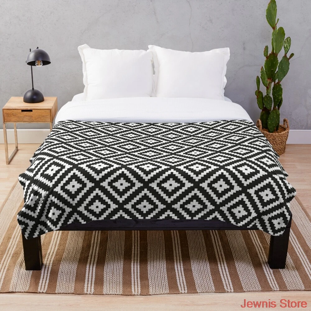 

Aztec Weiß auf Schwarz Decke Wirft für Mädchen Jungen kinder Kinder Erwachsene Geschenk Hause Schlafzimmer Dekoration Flanell