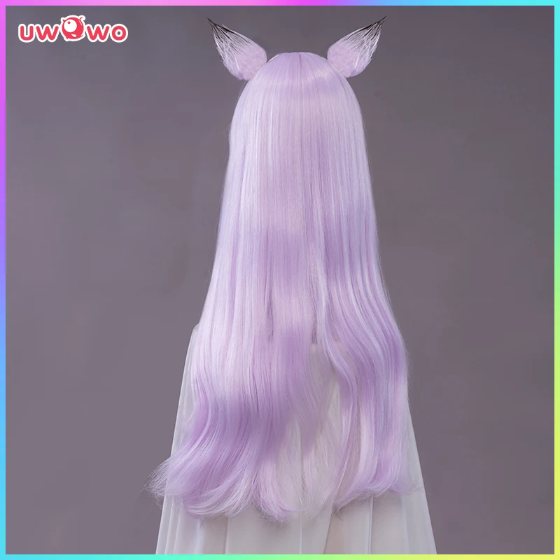Парик для косплея UWOWO Uma Musume Mejiro McQueen, ярко-лавандовый, длина 70 см, прямые волосы с ушками.
