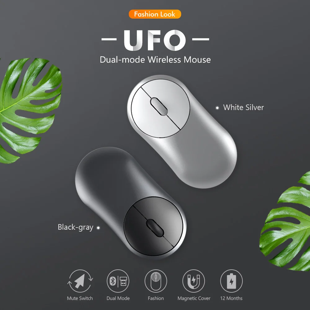 DAREU UFO Беспроводная Бесшумная мышь Bluetooth+ 2,4 ГГц Двухрежимная оптическая мышь с отключением звука или щелчком кнопки для правой и левой руки