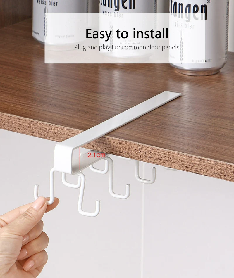 

Kitchen Iron Double-row Hooks For Kitchen Cup Holder Hanging Bathroom Hanger Organizer Cabinet Door Shelf Storage Rack Hooks