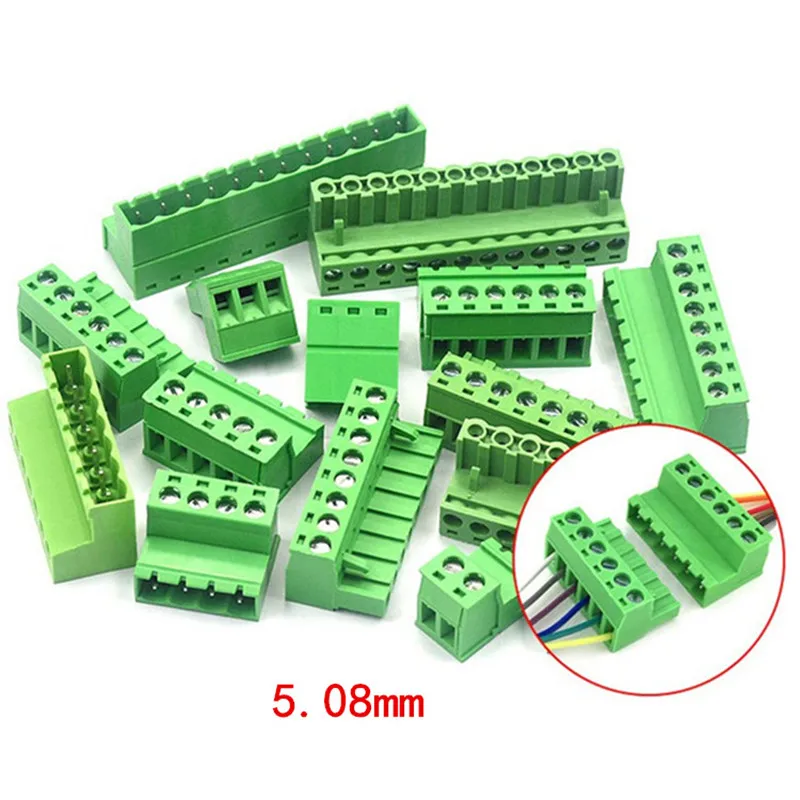 

1pcs 2P-23P terminal quick connector plug-in type 2EDGRK5.08 two-side wiring butt plug free solder