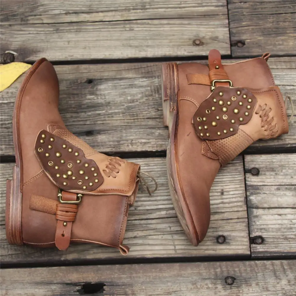 Женские ботильоны ручной работы из овечьей кожи Удобные прогулочные ботинки с