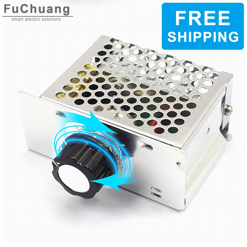

Free shipping 4000W SCR AC motor Speed Controller 220VAC electronic voltage regulator for dimming speed and temperature