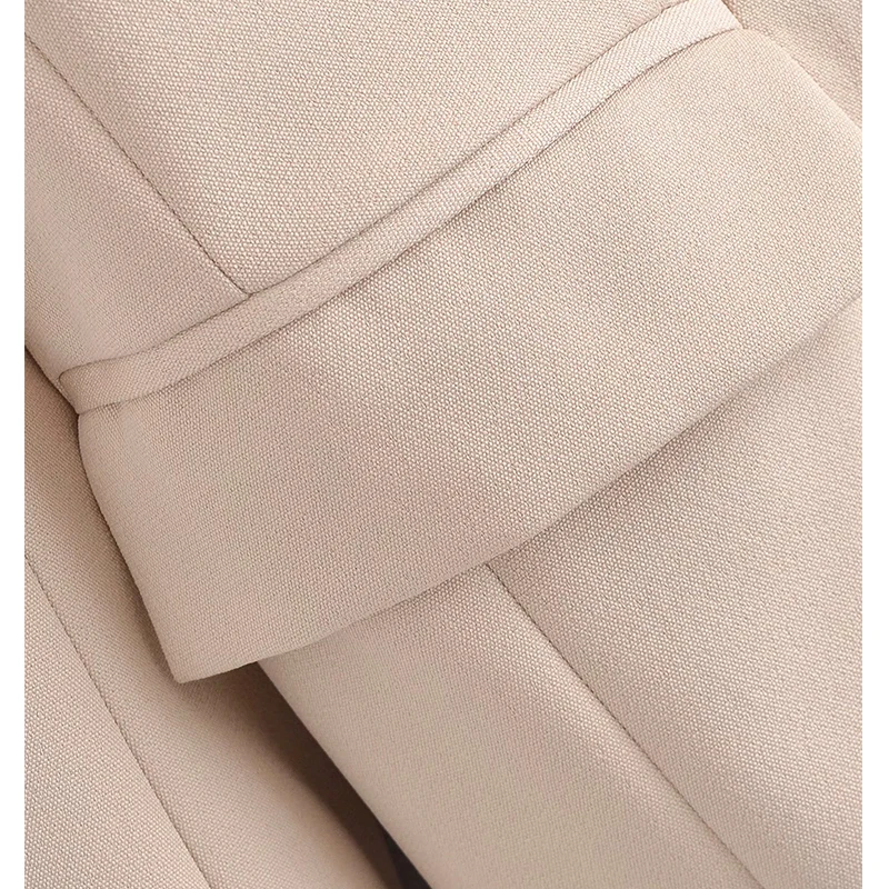 

2021 New Autumn Winter Women Solid Blazer Jacket Vintage Long Sleeve Notched Coat Pockets Female Outerwear Causal Chic Long Tops