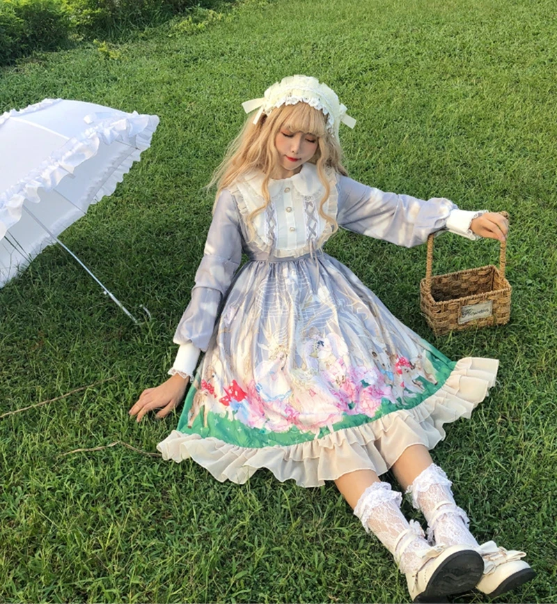 

Kawaii Angel Forest Japanese soft sister lolita long sleeve op lolita doll collar dress spring and autumn female lolita dress