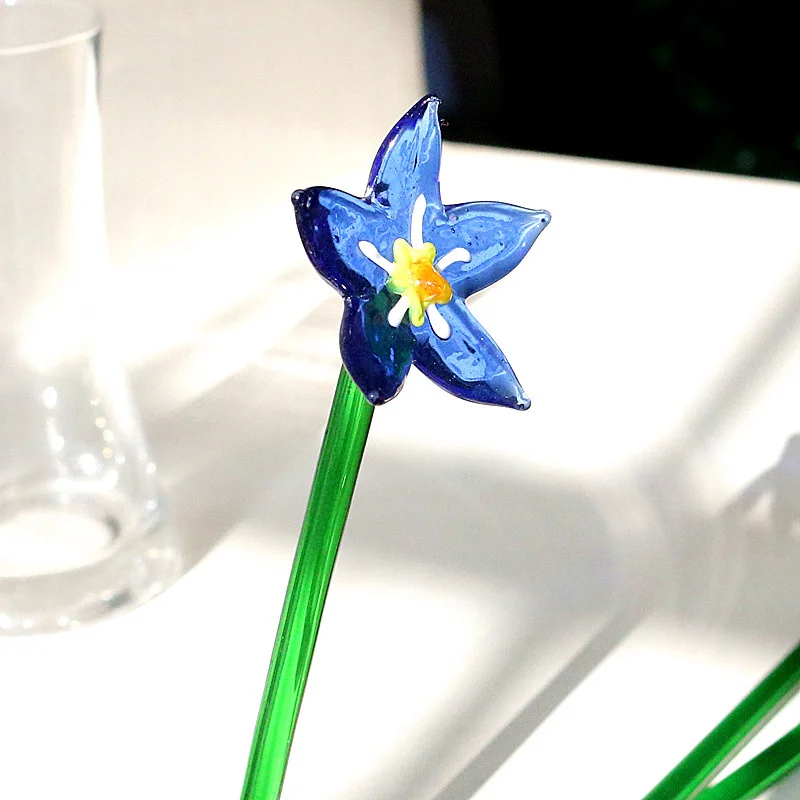 

Handmade Colorful Murano Glass Flower Craft Figurine Ornaments Wedding Valentine's Day Favors Gifts Table Vase Decor Accessories