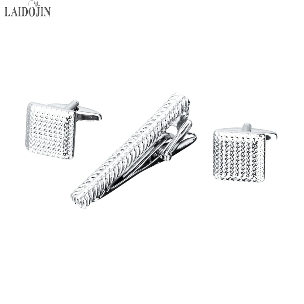 

LAIDOJIN Stainless Steel Cuff links necktie clip for tie pin for mens High Quality Antirust tie bars cufflinks tie clip set Gift