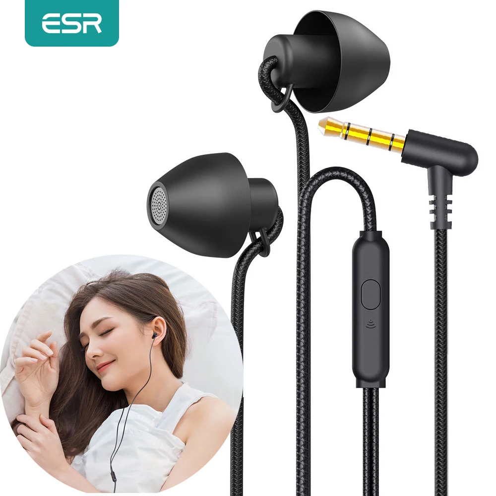 ESR наушники для сна Hi Fi Мягкая силиконовая гарнитура вкладыши стерео проводные