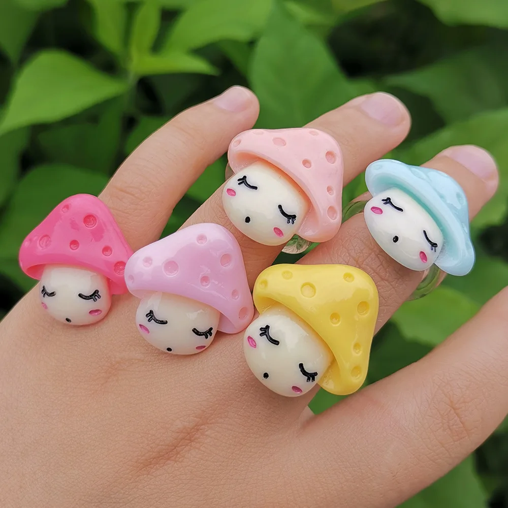 

Y2K WOMEN'S Aesthetic Resin Mushroom Rings Forest Woodland Jewelry Cottagecore Stack Ring Nature Inspired Whimsical Shroom LGO4W