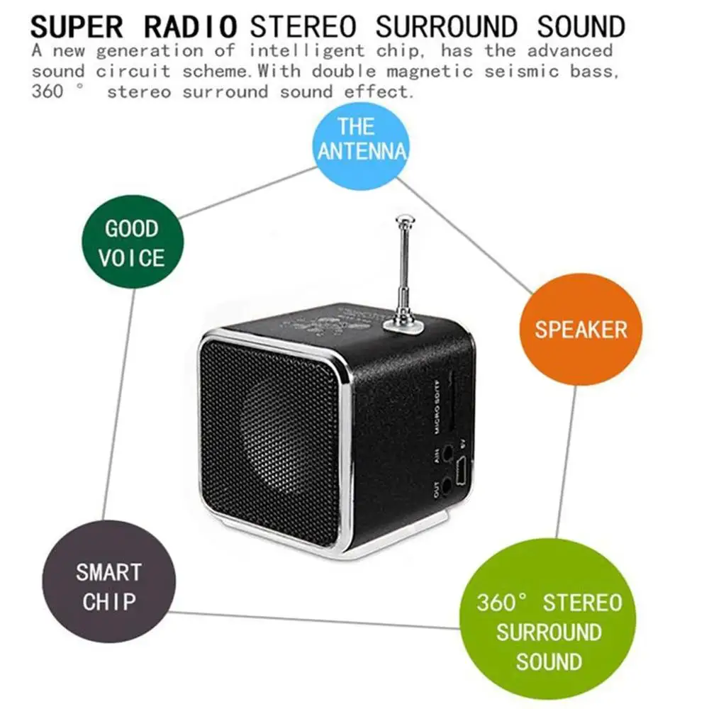 Портативный Td V26 цифровой Fm радио Динамик мини Bluetooth приемник с ЖК стерео