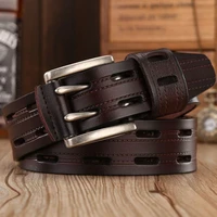 high quality genuine leather belts for men brand strap male double pin buckle fancy vintage jeans cowboy cintos