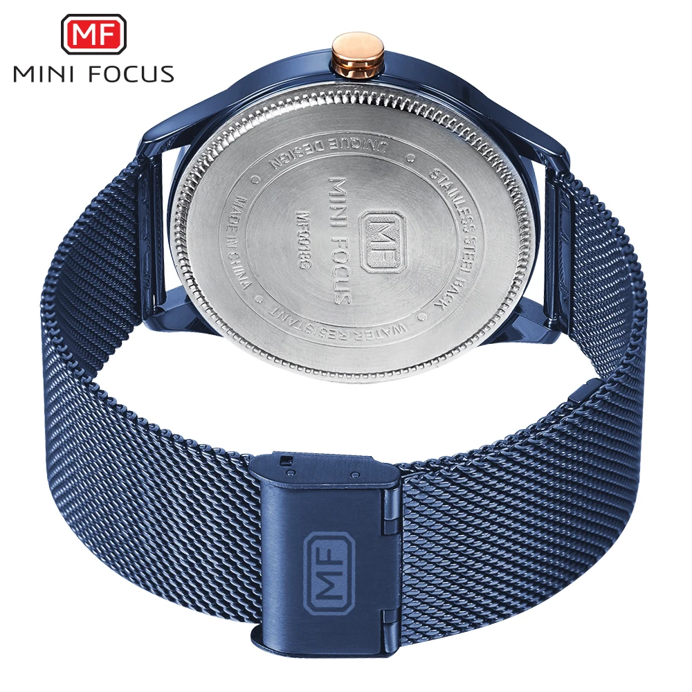 Часы наручные MINI FOCUS мужские с сетчатым ремешком повседневные брендовые