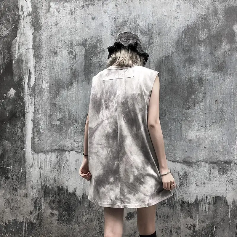 

tie dye tshirt sleeveless t-shirts tops hip-hop streetwear tees couples Causal loose sports t-shirts 2020 summer Clothes