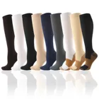 Носки компрессионные для мужчин и женщин, Однотонные эластичные нейтральные черно-белые уличные носки для предотвращения варикозного расширения вен и снижения усталости