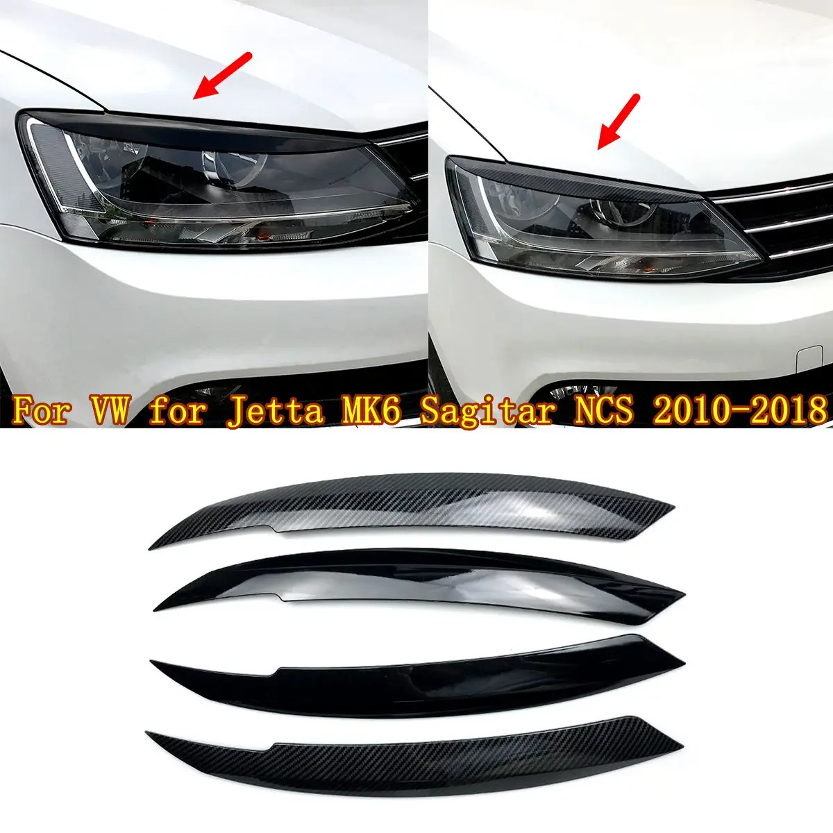 

Headlights Eyebrow Eyelids ABS Trim Cover For VW for Jetta MK6 Sagitar NCS 2010 2011 2012 2013 2014 2015 2016 2017 2018