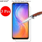 Новое закаленное стекло 3 шт.лот 9H 2.5D, защита экрана от трещин для TECNO Spark 5Pro, защитная пленка + инструменты для очистки