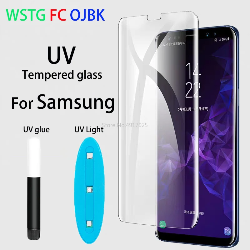УФ жидкое изогнутое полное Клей закаленное стекло для samsung Galaxy S10 S9 S8 Plus Note 8 9 S10 Lite Защитная пленка для полного покрытия