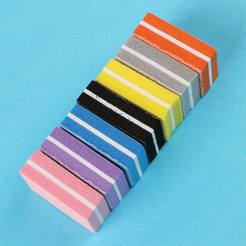 10 шт/партия двухсторонний Мини пилочка для ногтей Блоки Красочные шлифовальная