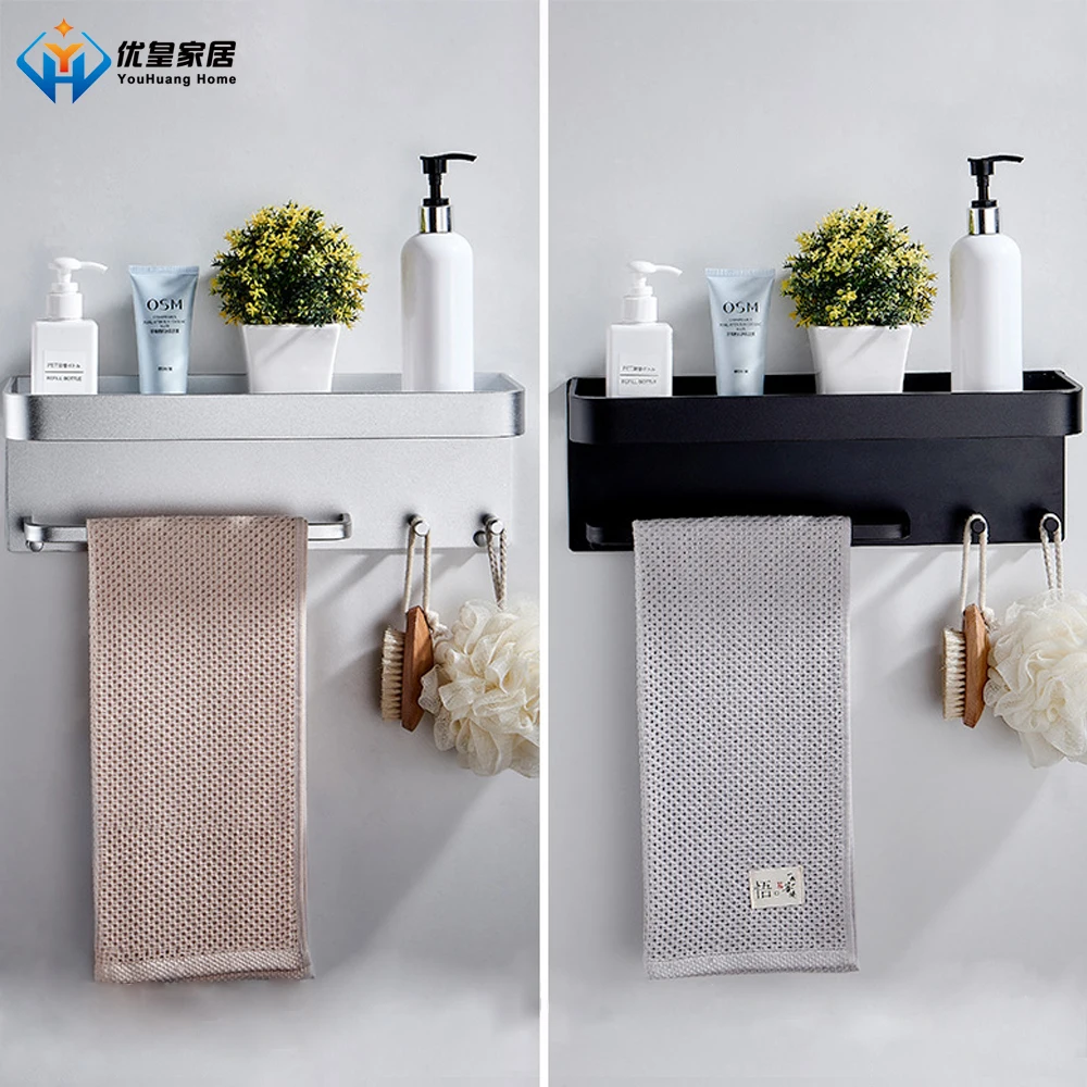 

Алюминиевая Полка для кухни без пробивания отверстий, аксессуары для ванной комнаты, настенный двухслойный держатель для полотенец, вешалк...