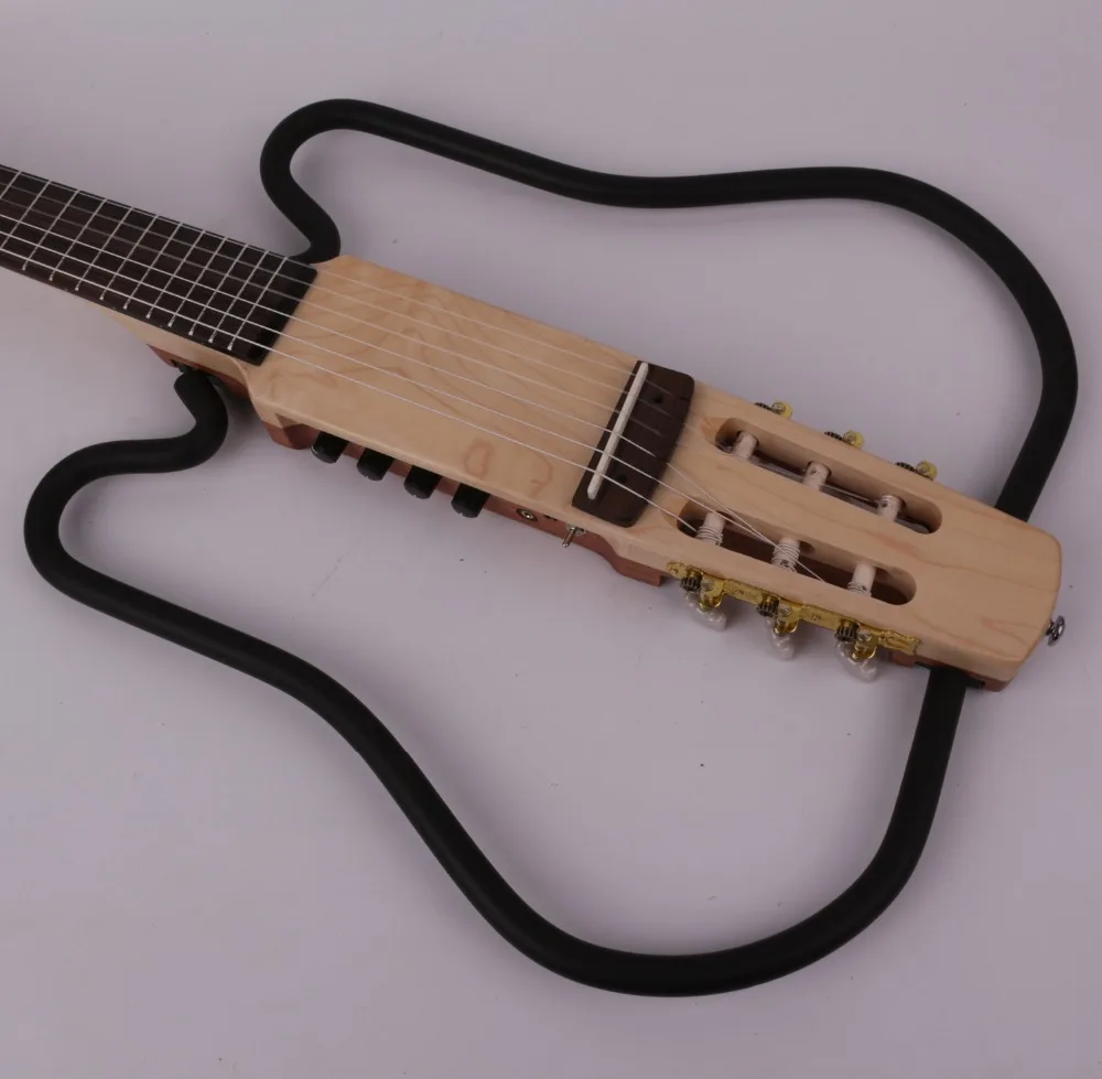 nylon string headless klassische klassische stille elektrische gitarre gebaut in wirkung reise tragbare falten faltbare kostenloser versand free globa