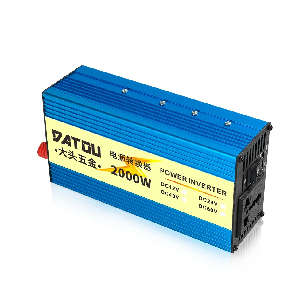 

2000W Solar Car Power Inverter Voltage Converter Modified Sine Wave DC 12V 24V to AC 220V Car Transformer Convert