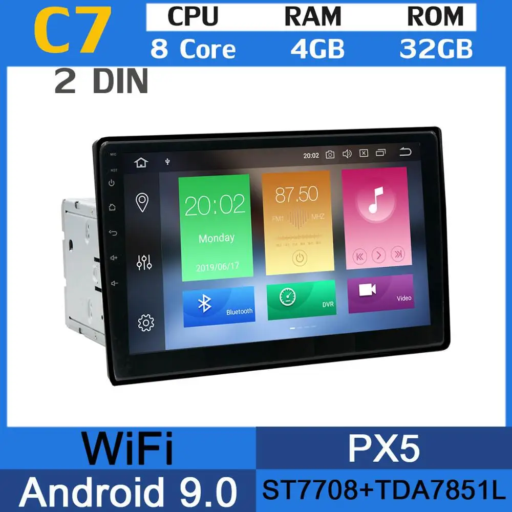 8Core 4G RAM 32G GB 10," 180 ° вращающийся Android 9,0 PX6 4 Гб+ 64 Гб 2 Din 2Din универсальный радио Автомобильный мультимедийный DVD стерео плеер gps радио двойной Din - Цвет: 8Core 4G RAM 32G GB