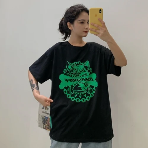 Простые повседневные свободные модные Универсальные женские футболки с