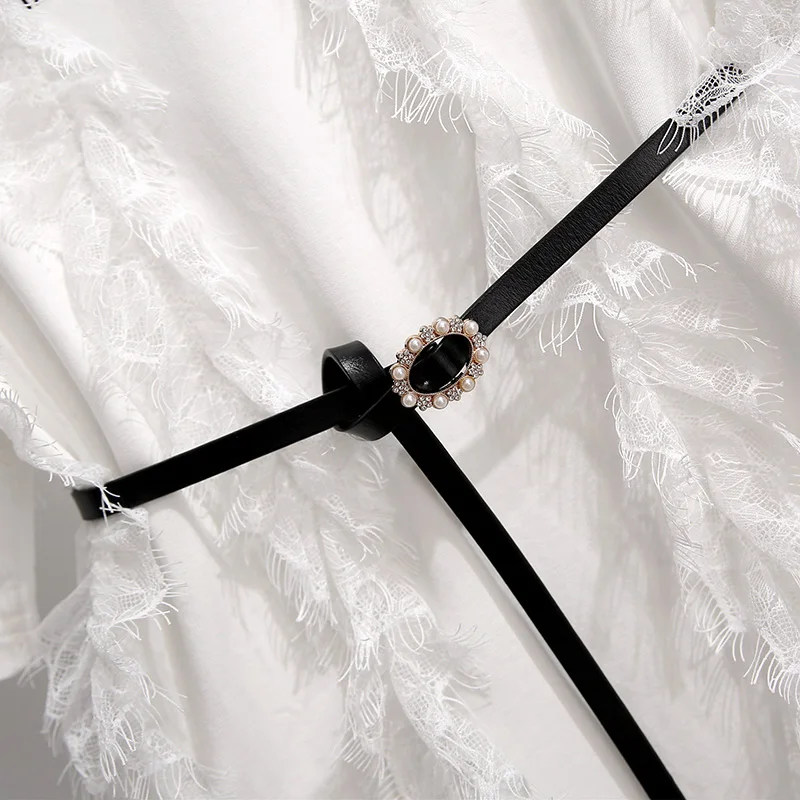 Платье-футболка с оборками женское маленькое черное летнее платье новый стиль