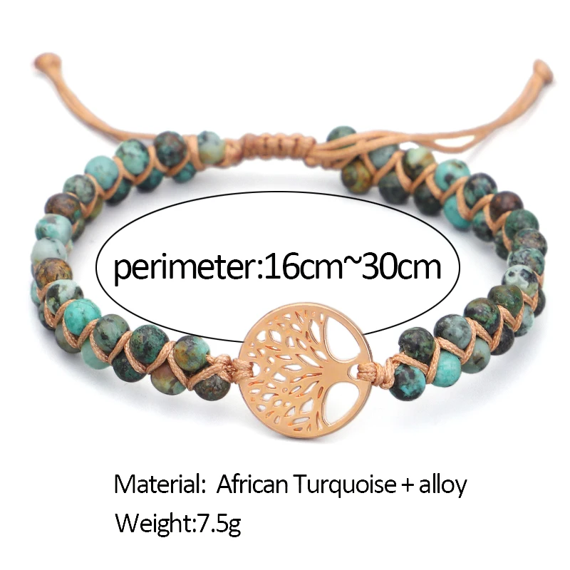 

Tree Charm Bracelets for women Handmade String Wrap Bracelet & Bangle African Japser Braided Friendship Bracelet Men