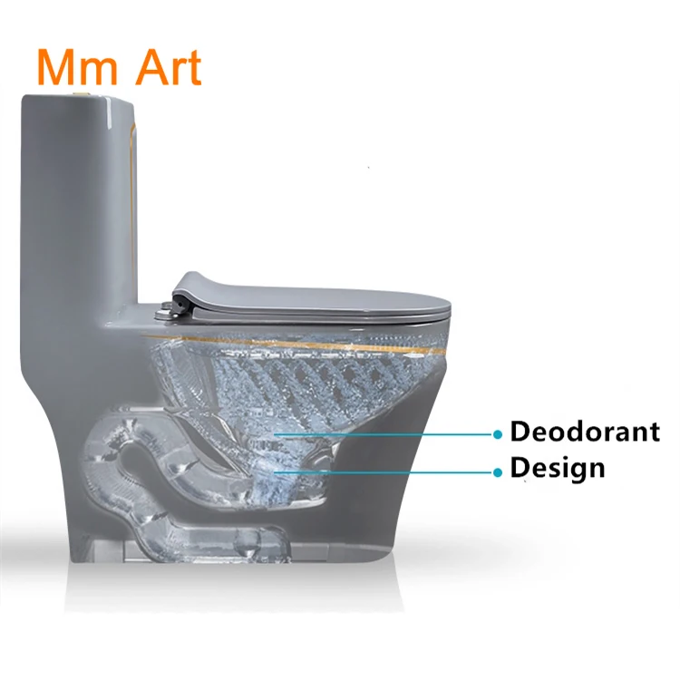 Серые золотые керамические туалеты для ванной комнаты Цельный унитаз P-trap/S-trap
