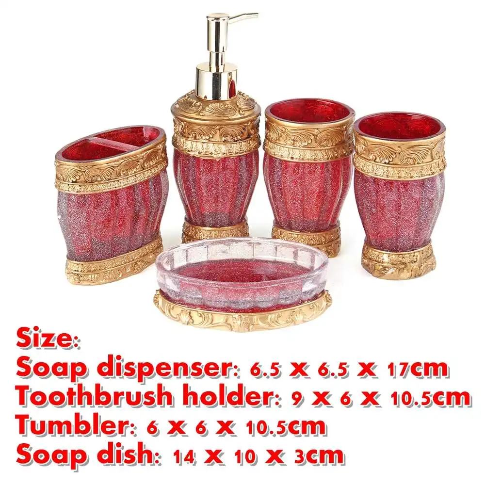 

5 pcs set Toothbrush Holder Toothpaste Dispenser Case Soap Box Soap Dish Toilet Shower Storage Kit Resin Bathroom Accessories